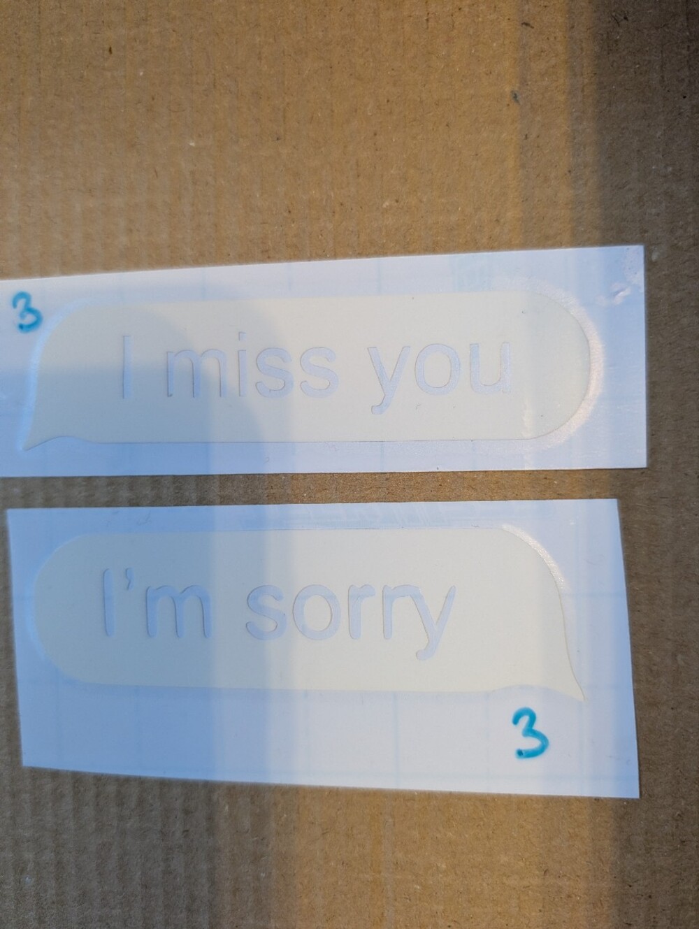 Decal "I'm Sorry" And "I Miss You"